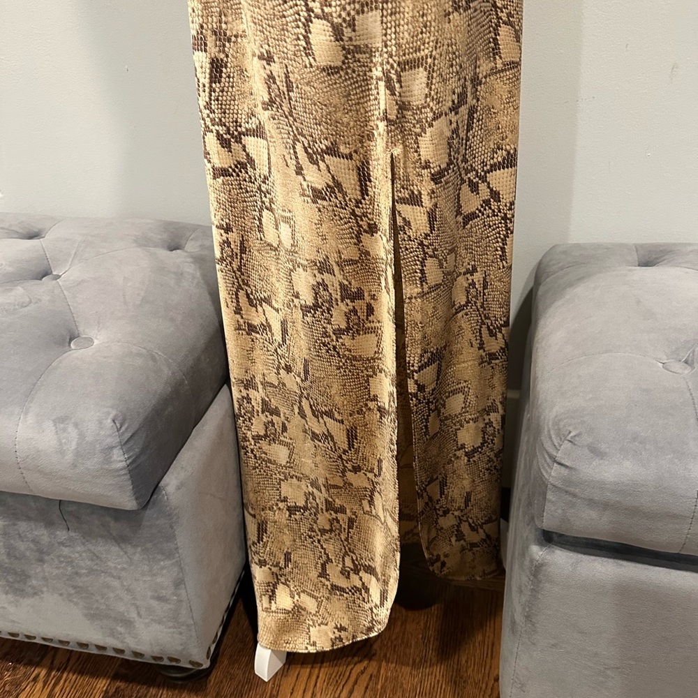 Banana Republic Gold Snake-Print Slip Maxi Dress ( no belt included) - Picture 3 of 7